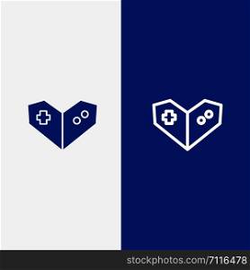 Gamepad, Videogame, PlayStation Line and Glyph Solid icon Blue banner Line and Glyph Solid icon Blue banner