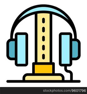 Gamer headset icon outline vector. Electronic pc. Online app color flat. Gamer headset icon vector flat