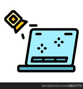 Gamer laptop icon outline vector. Computer pc. App controller color flat. Gamer laptop icon vector flat