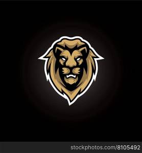 Gamer logo mascot gold lion head design Royalty Free Vector