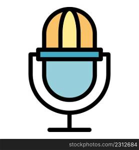 Gamer microphone online stream icon. Outline gamer microphone online stream vector icon color flat isolated. Gamer microphone online stream icon color outline vector