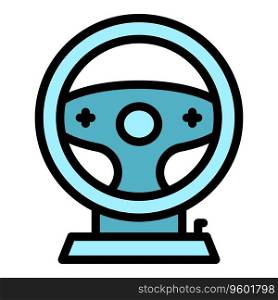 Gamer steering wheel icon outline vector. Sport game. Online challenge color flat. Gamer steering wheel icon vector flat