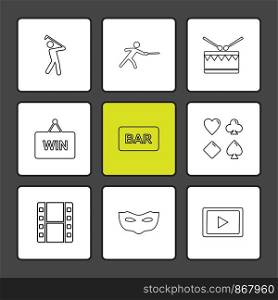 games , sports , picinic , real estate , study , bowling, card , poker ,food , icon, vector, design, flat, collection, style, creative, icons