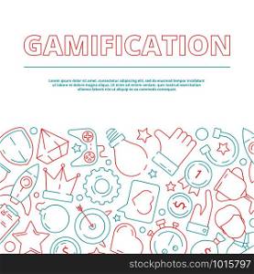 Gamification background. Business rules for workers game achievement work motivation vector concept picture. Illustration of banner gaming and rewarding for business competition. Gamification background. Business rules for workers game achievement work motivation vector concept picture