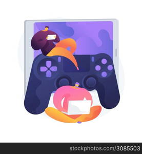 Gaming disorder abstract concept vector illustration. Video game addict, decreased attention span, gaming addiction, behavioral disorder, mental health, medical condition abstract metaphor.. Gaming disorder abstract concept vector illustration.