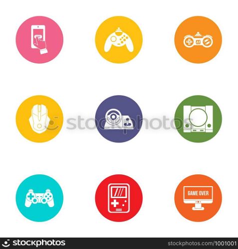 Gaming icons set. Flat set of 9 gaming vector icons for web isolated on white background. Gaming icons set, flat style