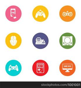 Gaming icons set. Flat set of 9 gaming vector icons for web isolated on white background. Gaming icons set, flat style