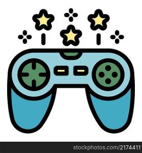 Gaming joystick icon. Outline gaming joystick vector icon color flat isolated. Gaming joystick icon color outline vector