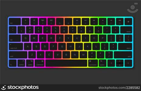 Gaming keyboard RGB effect, vector illustration