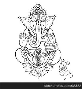 Ganapati. Lord Ganesha. Hindu God Lord Ganesha. Ganapati. Vector hand drawn illustration.