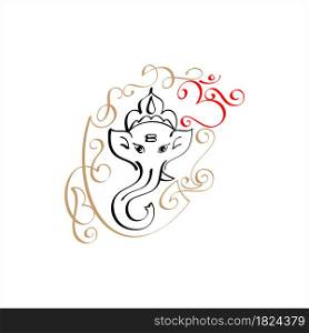 Ganesha Pen Ink Style, The Lord Of Wisdom Hand Drawn Vector Art Illustration