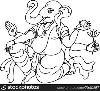 Ganesha The Elephant God Of Hindu Religion Vector Art Illustration