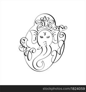 Ganesha The Lord Of Wisdom Calligraphic Style Vector Art Illustration
