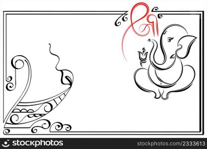 Ganesha The Lord Of Wisdom Calligraphic Style Vector Art Illustration