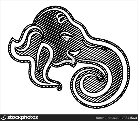 Ganesha The Lord Of Wisdom Calligraphic Style Vector Art Illustration