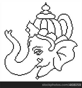 Ganesha The Lord Of Wisdom Pixel Art, Pixelated Form Vector Art Illustration