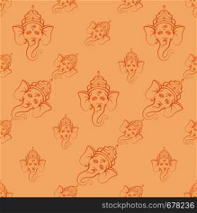 Ganesha The Lord Of Wisdom Seamless Pattern Vector Art Illustration