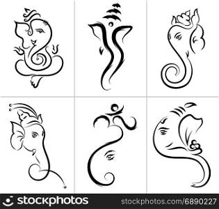 Ganesha The Lord Of Wisdom, Various Design Collection Vector Illustration