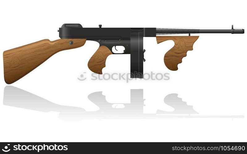 gangster gun Thompson vector illustration isolated on white background