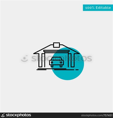 Garage, Building, Car, Construction turquoise highlight circle point Vector icon