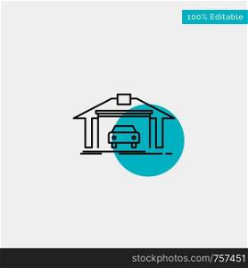 Garage, Building, Car, Construction turquoise highlight circle point Vector icon