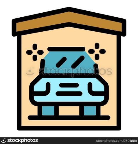 Garage car painting icon outline vector. Auto service. Paint gun color flat. Garage car painting icon vector flat