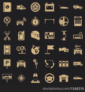 Garage for car icons set. Simple style of 36 garage for car vector icons for web for any design. Garage for car icons set, simple style