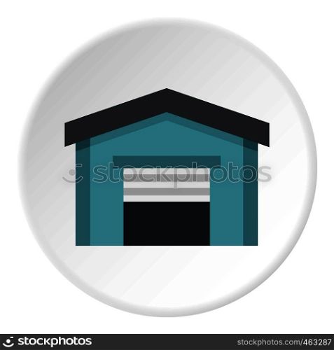 Garage icon in flat circle isolated vector illustration for web. Garage icon circle