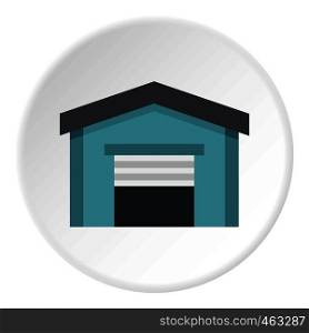 Garage icon in flat circle isolated vector illustration for web. Garage icon circle