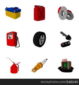 Garage icons set. Cartoon illustration of 9 garage vector icons for web. Garage icons set, cartoon style
