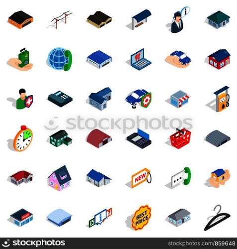 Garage icons set. Isometric style of 36 garage vector icons for web isolated on white background. Garage icons set, isometric style