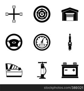 Garage icons set. Simple illustration of 9 garage vector icons for web. Garage icons set, simple style
