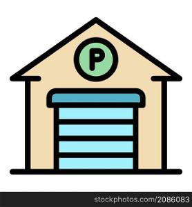 Garage parking icon. Outline garage parking vector icon color flat isolated. Garage parking icon color outline vector