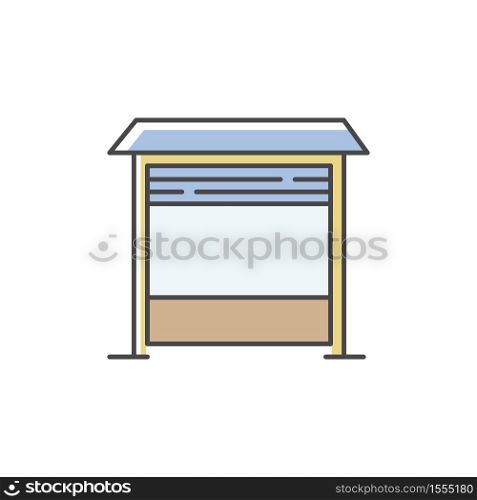 Garage RGB color icon. Gate of apartment building parking. Place for car. Zone with automatic door for automobile. Structure exterior for transportation. Isolated vector illustration. Garage RGB color icon