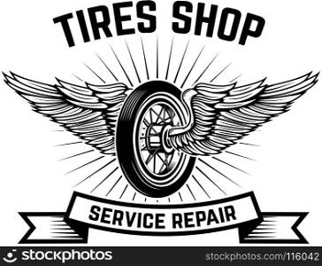 Garage. Service station. Car repair. Design element for logo, label, emblem, sign. Vector illustration