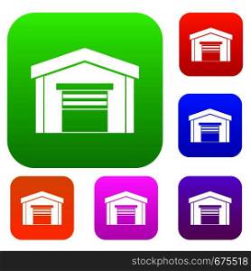 Garage set icon in different colors isolated vector illustration. Premium collection. Garage set collection