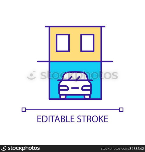 Garage underneath house RGB color icon. Safely vehicle storage