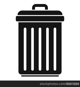 Garbage bin icon. Simple illustration of garbage bin vector icon for web design isolated on white background. Garbage bin icon, simple style