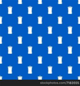 Garbage bin pattern repeat seamless in blue color for any design. Vector geometric illustration. Garbage bin pattern seamless blue