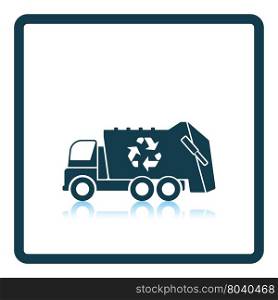 Garbage car with recycle icon. Shadow reflection design. Vector illustration.