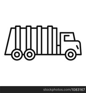 Garbage city truck icon. Outline garbage city truck vector icon for web design isolated on white background. Garbage city truck icon, outline style