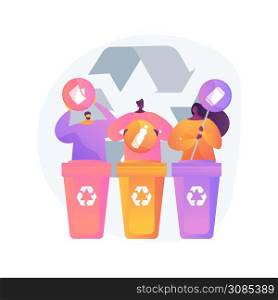 Garbage collection and sorting abstract concept vector illustration. Household waste collection, local disposal systems, waste segregation, urban curbside service vehicles abstract metaphor.. Garbage collection and sorting abstract concept vector illustration.
