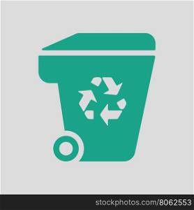 Garbage container recycle sign icon. Gray background with green. Vector illustration.