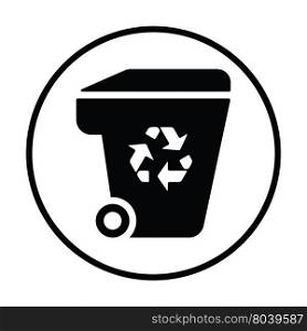 Garbage container with recycle sign icon. Thin circle design. Vector illustration.