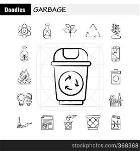 Garbage Hand Drawn Icon for Web, Print and Mobile UX/UI Kit. Such as  Atom, Energy, Power, Green, Bottle, Arrow, Energy, Recycle, Pictogram Pack. - Vector
