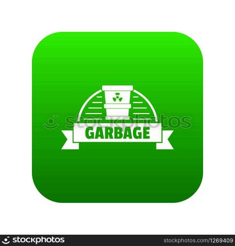 Garbage icon green vector isolated on white background. Garbage icon green vector