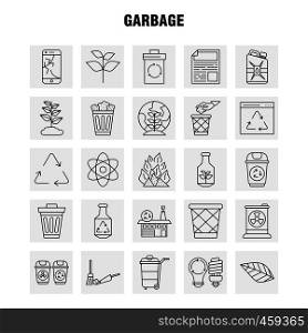 Garbage Line Icon for Web, Print and Mobile UX/UI Kit. Such as: Atom, Energy, Power, Green, Bottle, Arrow, Energy, Recycle, Pictogram Pack. - Vector