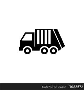 Garbage Loader Truck, Sanitary Vehicle. Flat Vector Icon illustration. Simple black symbol on white background. Garbage Loader Truck Sanitary Vehicle sign design template for web and mobile UI element. Garbage Loader Truck, Sanitary Vehicle Vector Icon