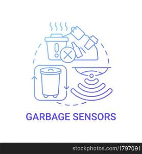 Garbage sensors gradient blue concept icon. Smart recycling of trash abstract idea thin line illustration. Ecological technology for waste control. Vector isolated outline color drawing.. Garbage sensors gradient blue concept icon