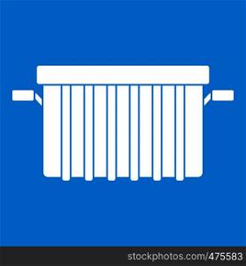 Garbage tank icon white isolated on blue background vector illustration. Garbage tank icon white